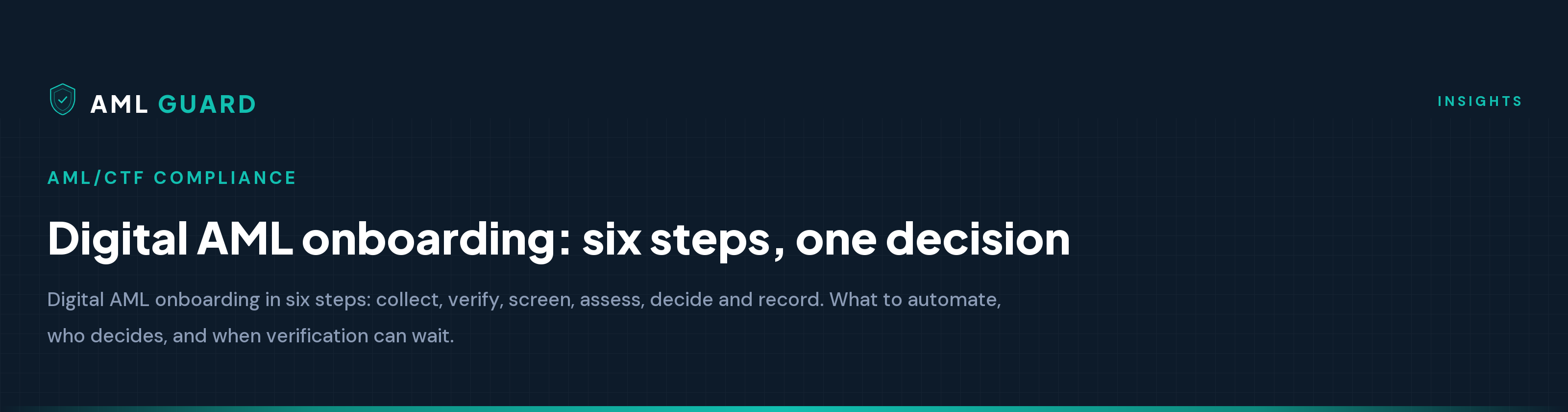 Digital AML onboarding: six steps, one decision
