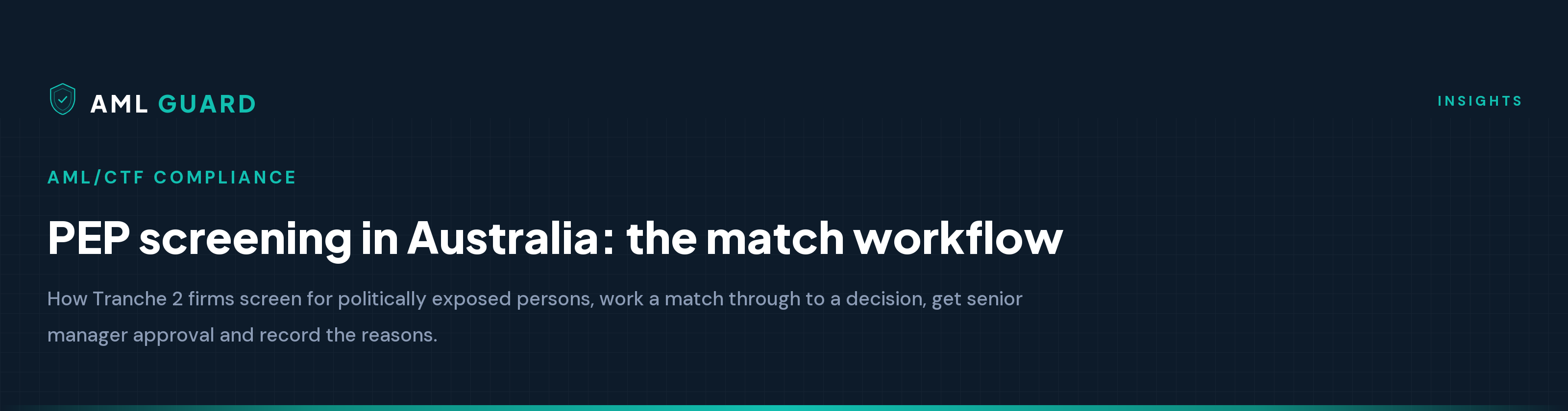 PEP screening in Australia: the match workflow