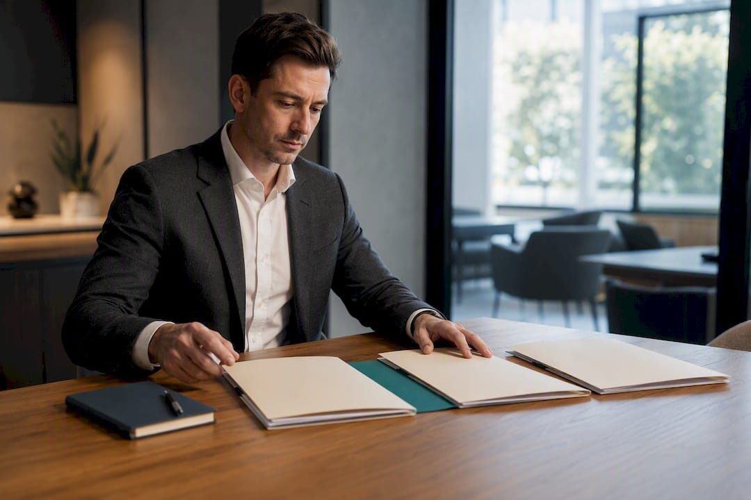 Accountant reviewing client service risk folders