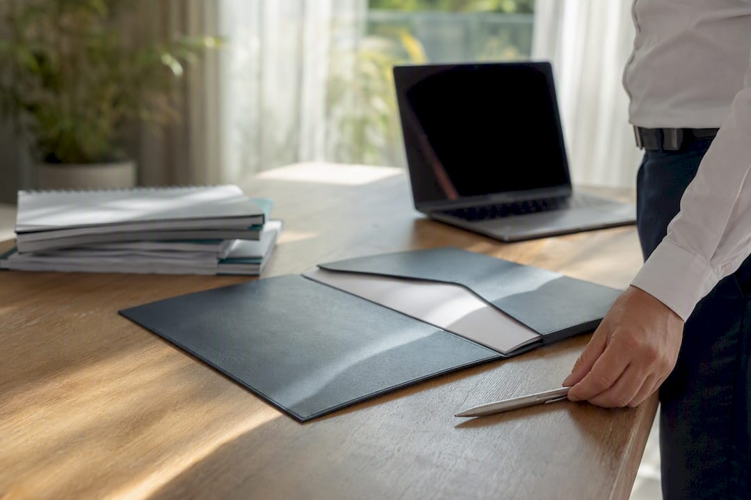 Audit ready risk assessment folder and pen