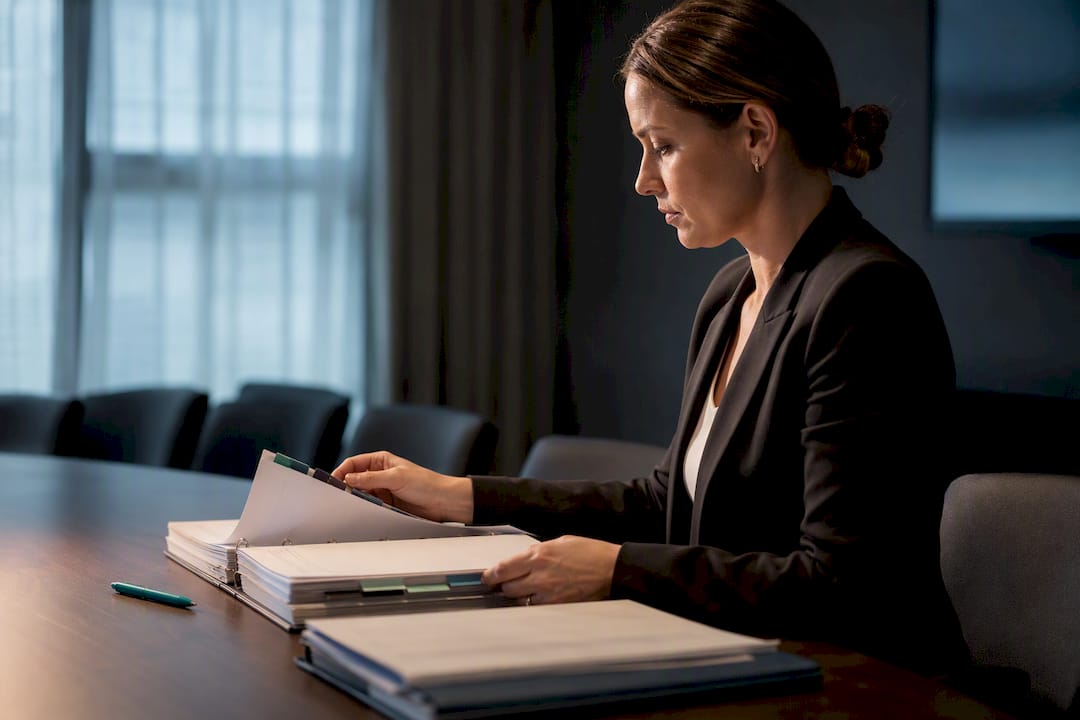 Manager reviewing AML training records