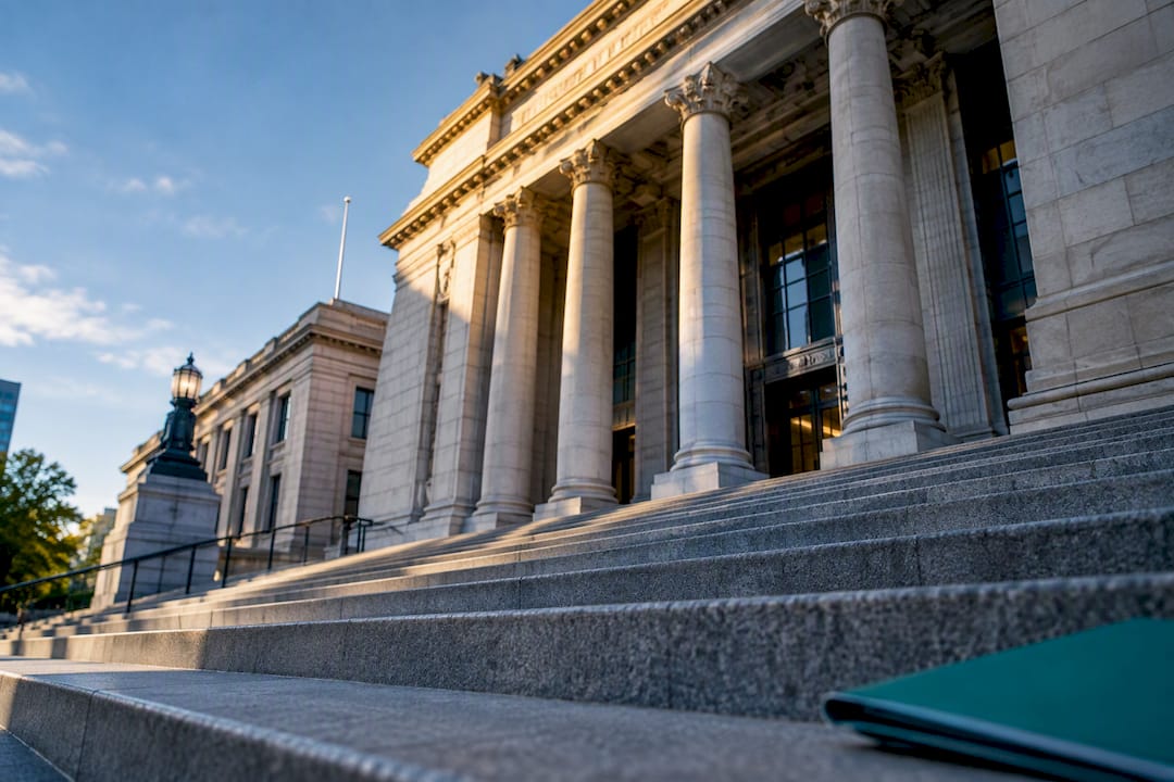 Australian courthouse exterior viewed from steps