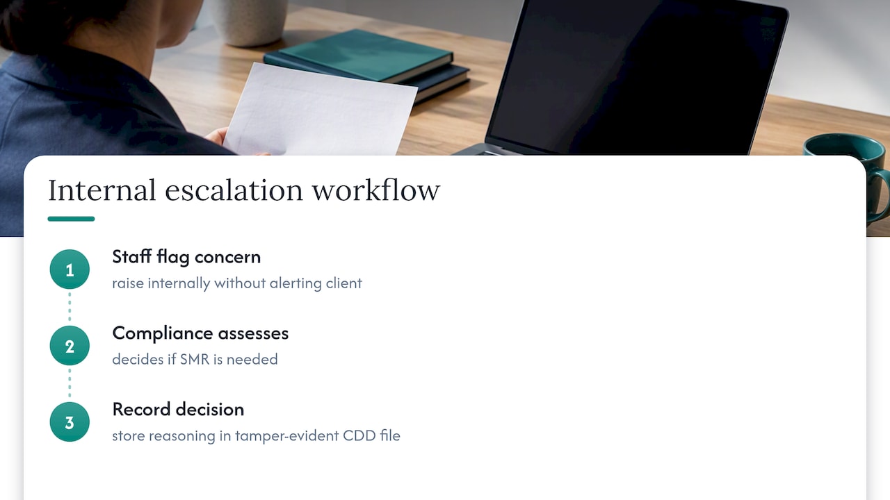 Internal suspicious matter escalation workflow