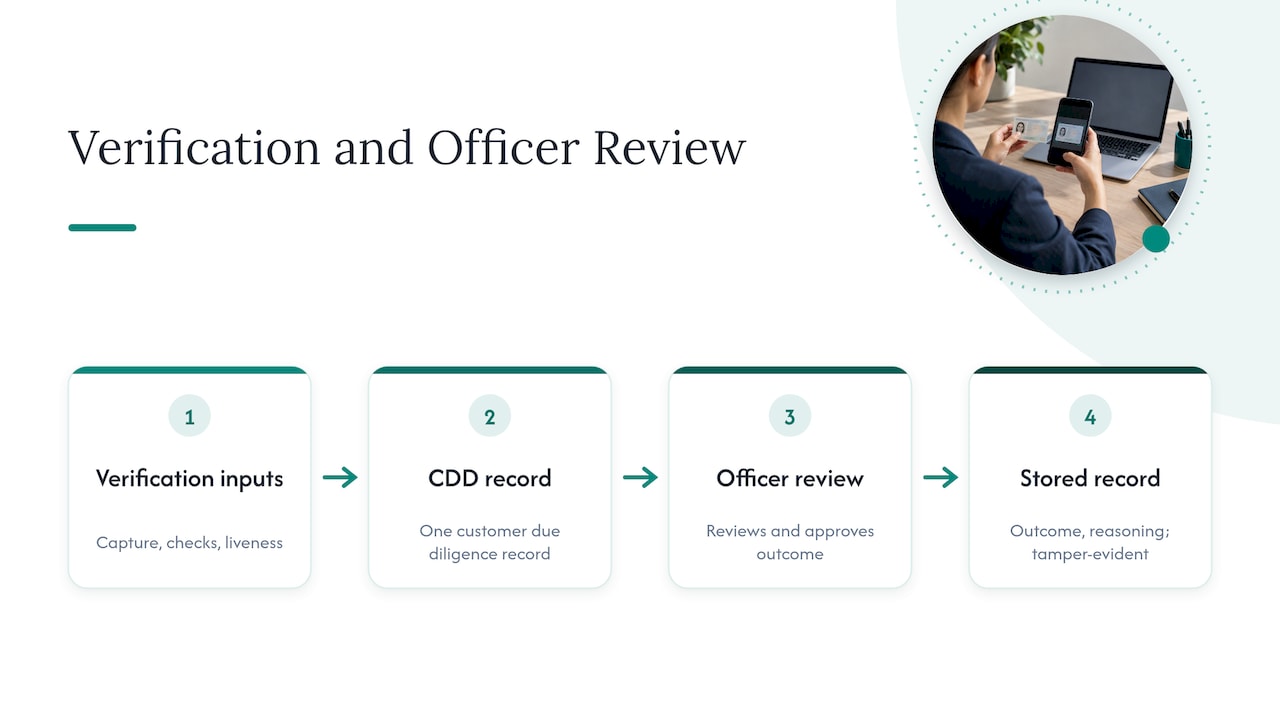 Identity checks and officer review record flow