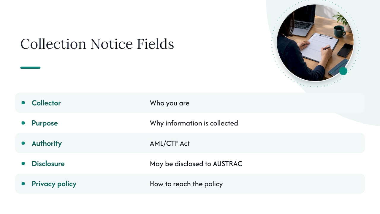 Five key fields in an AML collection notice