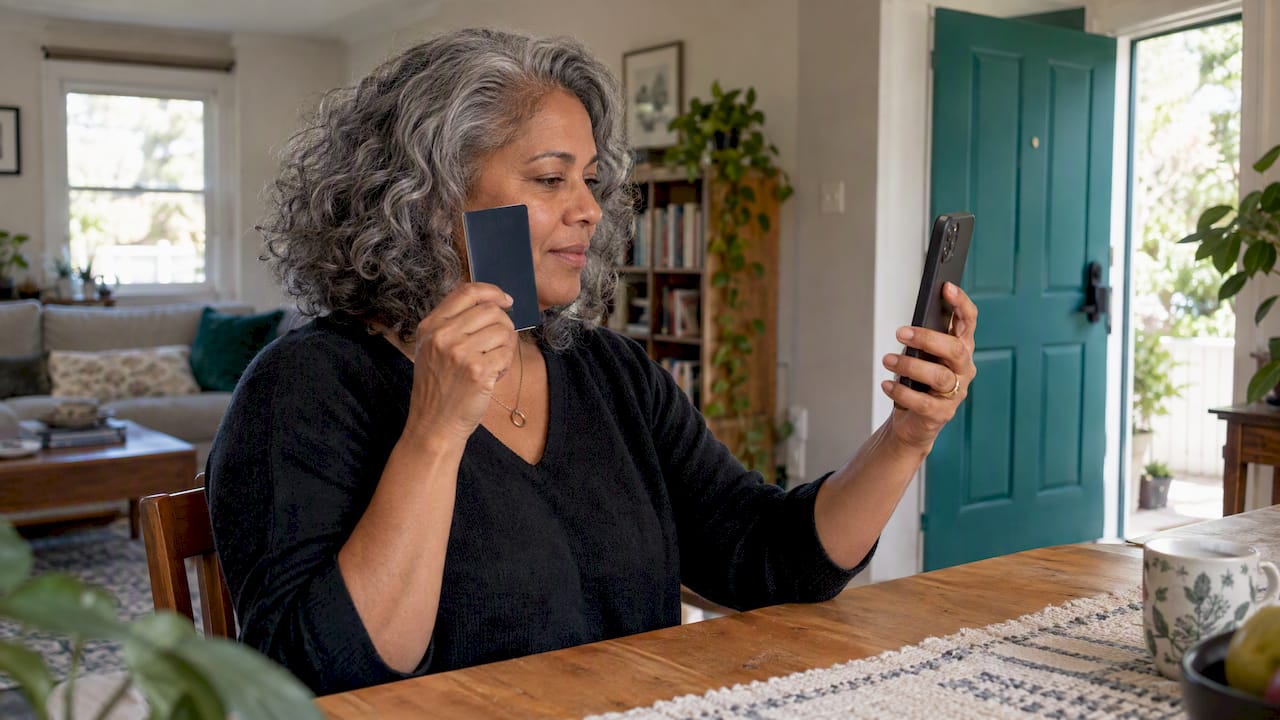 Seller presenting identification during a video check